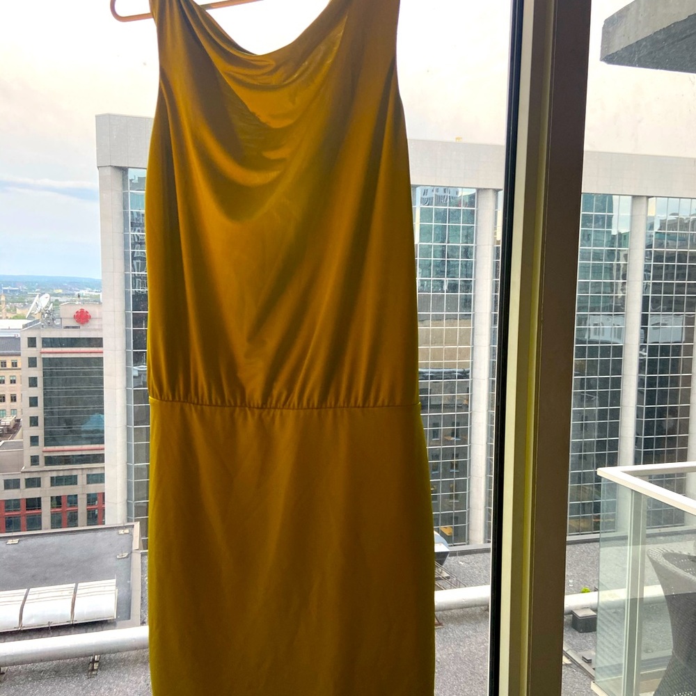 NWT Eclipse -Goldish lime green, silky dresss